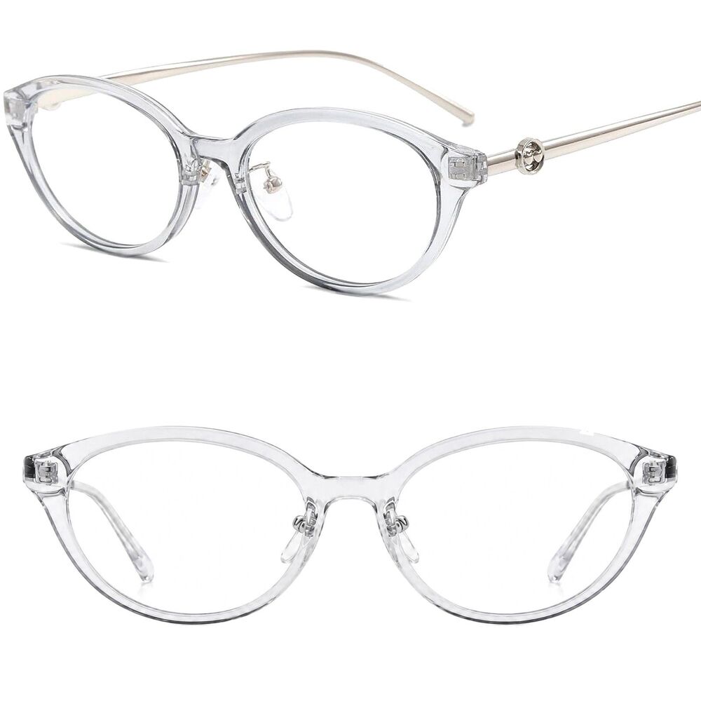 Women's Clear Oval Blue Light Cat Eye Retro 90s Chic Optical Fashion Eyeglasses